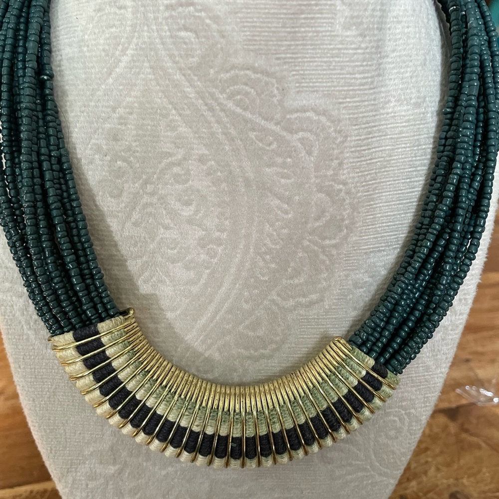Multi Strand Seed Bead and Metal Necklace